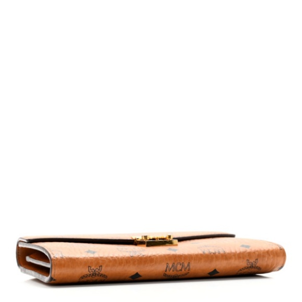 This is an authentic MCM Visetos Millie Wallet On Chain in Cognac. - Picture 3 of 5